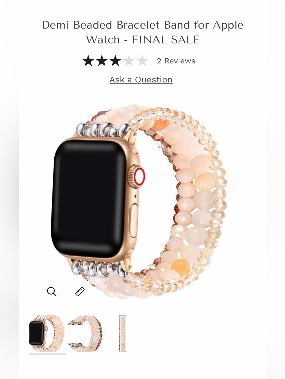 Demi Beaded Bracelet Band for Apple Watch — Peach/Blush Beaded Design